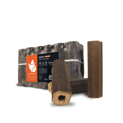 Heizfuxx PiniKay Quadro Hartholzbriketts – 960 kg Palette (96 × 10 kg) – Hochverdichtete Vierkant-Briketts für Kamin & Ofen