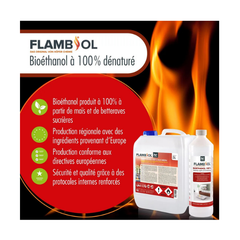 FLAMBIOL® Bioethanol 100 % hochrein – 540 × 1 L Flaschen – für geeignete Edelstahl-Tischkamine
