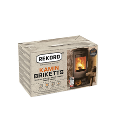 Rekord Braunkohlebriketts – 900 kg Palette (90 × 10 kg Pakete) – Klassische Kamin- & Ofenbriketts