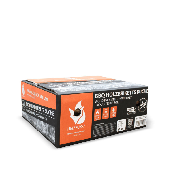 Heizfuxx BBQ-Buchenholzbriketts – 972 kg Palette (54 x 18 kg) – Premium Buchenbriketts für Grill & Feuerstellen