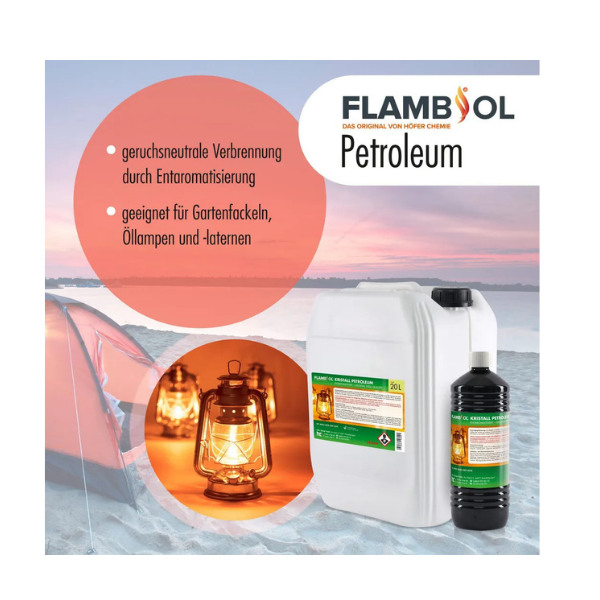 FLAMBIOL® Petroleum Heizöl – 12 × 20 L Kanister – schwefelarm & entaromatisiert